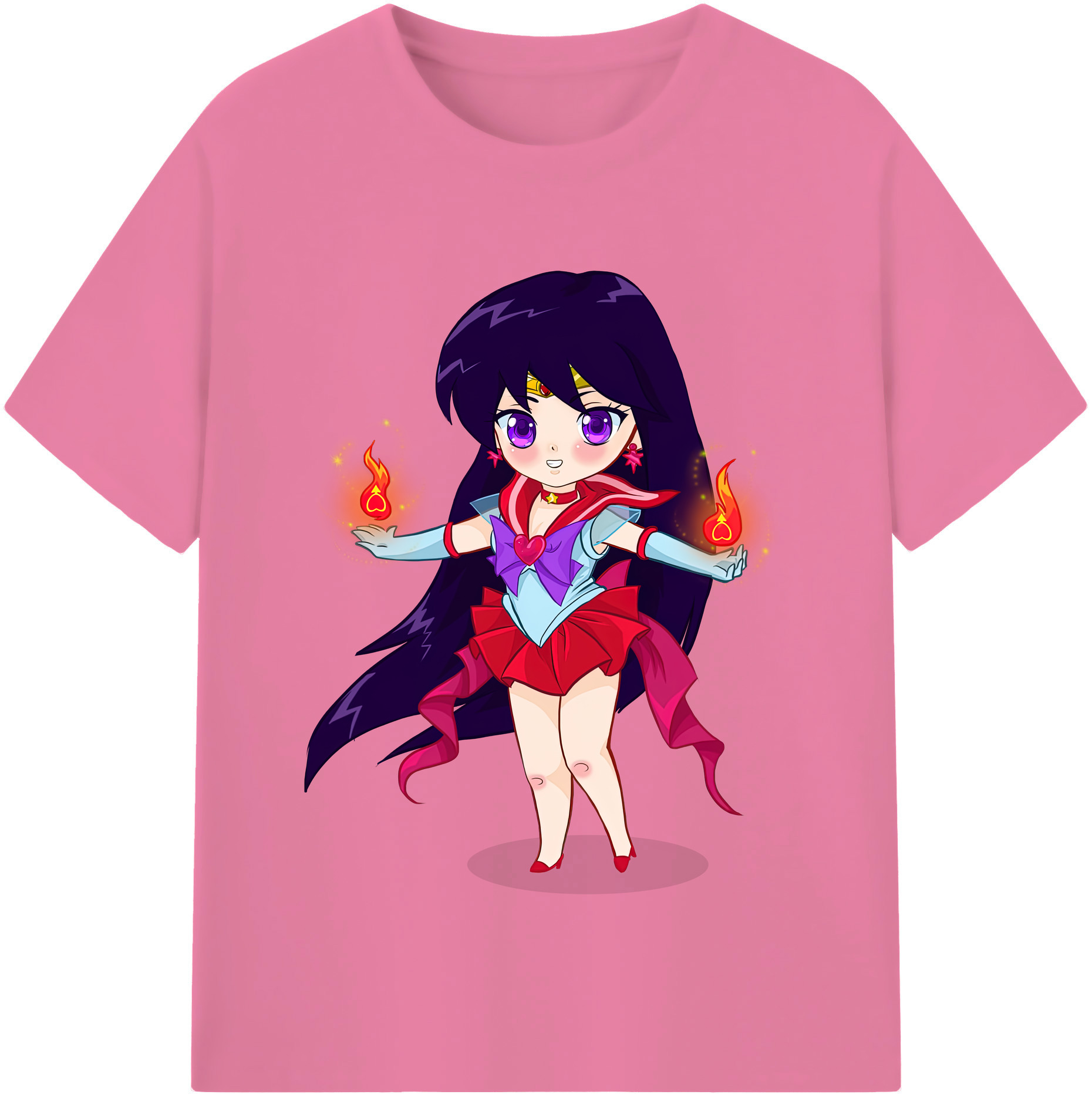 （画像用） 美少女戦士セーラームーン 火野レイ ひの レイ Sailor Moon Hino Rei （セーラーマーズ,Sailor Mars） 綿100％半袖Tシャツ（フロントプリント）